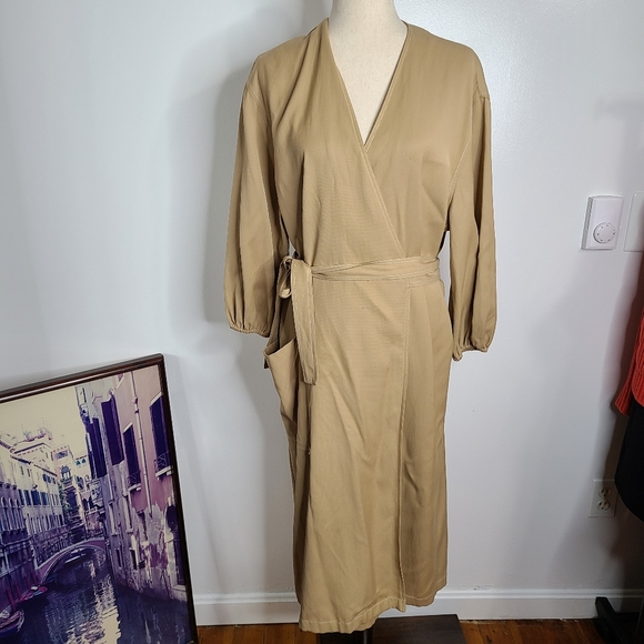 YUNE HO Tan  Isabella Collection Wrap Dress sz M - Picture 6 of 12